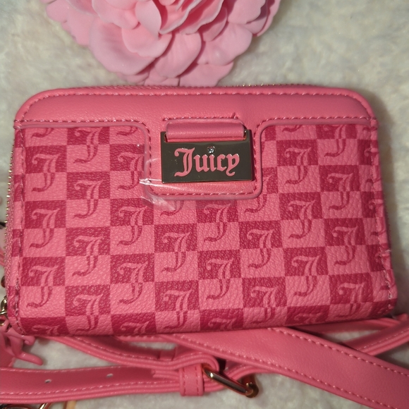 Juicy Couture Pink Crossbody Baguette Bag W/ Wallet Gold Chain Cute Y2K NWT - Picture 7 of 15